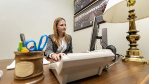 Student sitting at a desk.