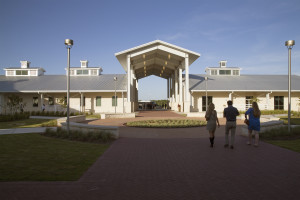 Front view of the Thomas G. Hildebrand DVM '56 Equine Complex.