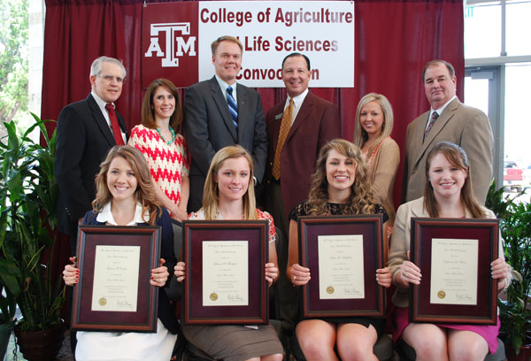2013 Senior Merit award winners sitting in front of a backdrop.
