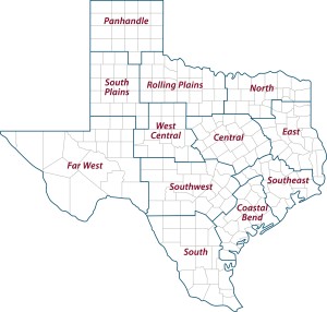 Texas A&M AgriLife Extension district map