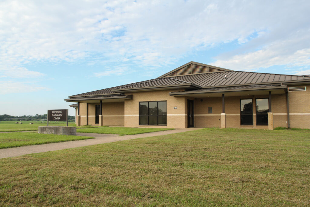 The Animal Nutrition and Physiology Center building at the O.D. Butler, Jr. Animal Science Complex.