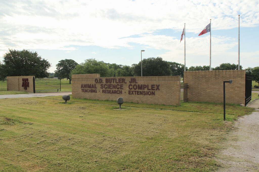 The O.D. Butler, Jr. Animal Science Complex sign.