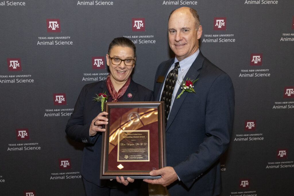 Clay Mathis, Ph.D., Department of Animal Science professor and department head, with Kim Wagner on Friday, Apr 25, 2025, in College Station, Texas.