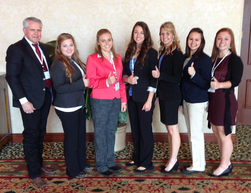 From left to right, Dr. David Forrest, Bridget O’Brien, Sierra Francis, Emily Von Edwins, Sydney O’Daniel, Katelyn Frank and Katie Story.